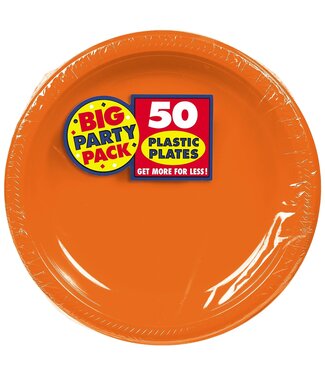 10 1/4" Round Plastic Plates, High Ct. - Orange Peel