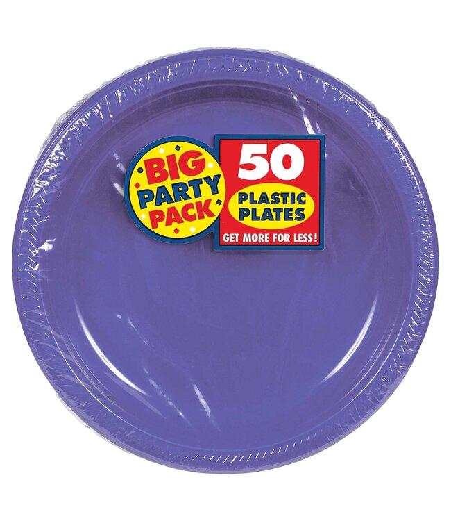 10 1/4" Round Plastic Plates, High Ct. - New Purple