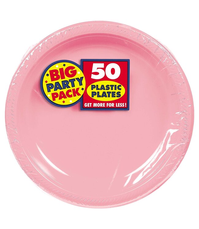 10 1/4" Round Plastic Plates, High Ct. - New Pink