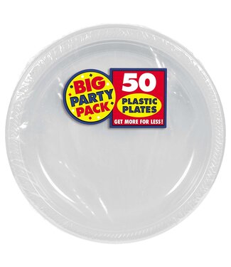 10 1/4" Round Plastic Plates, High Ct. - Silver