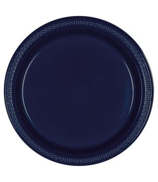 10 1/4" Round Plastic Plates, High Ct. - True Navy