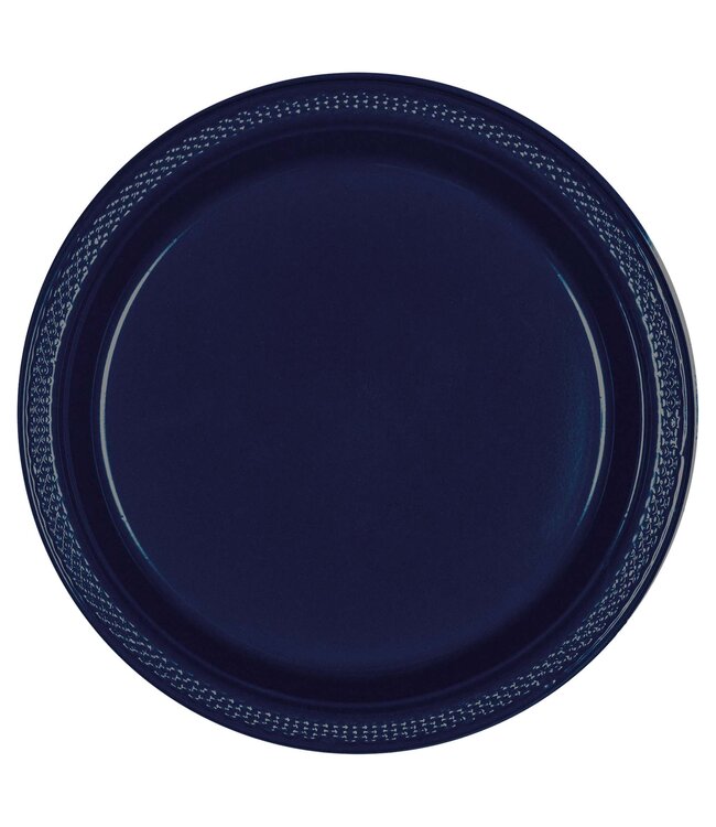 10 1/4" Round Plastic Plates, High Ct. - True Navy