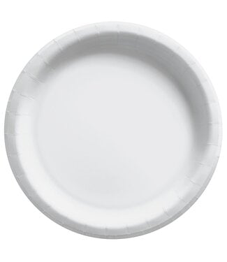 8 1/2" Round Grocery Paper Plates, High Ct. - Frosty White