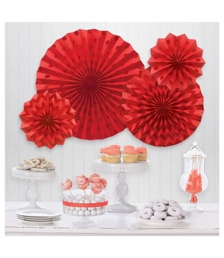 Glitter Paper Fans Apple Red