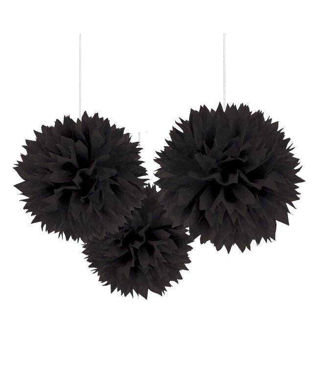 Jet Black Fluffy Paper Decorations