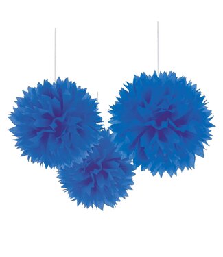 Bright Royal Blue Fluffy Paper Decorations
