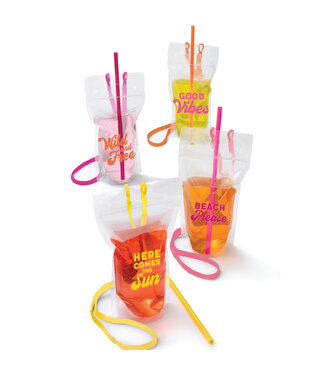 AMSCAN Throwback Summer Drinkware Pouches - 12ct