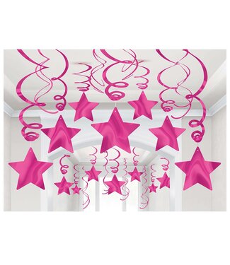 30ct Shooting Stars Swirls Bright Pink