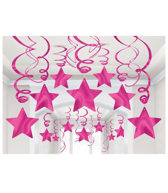 30ct Shooting Stars Swirls Bright Pink
