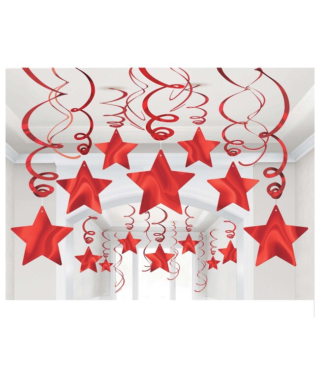 30ct Shooting Stars Swirls Apple Red