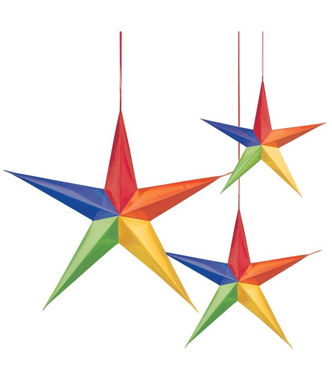 Hanging 3D Stars - Rainbow