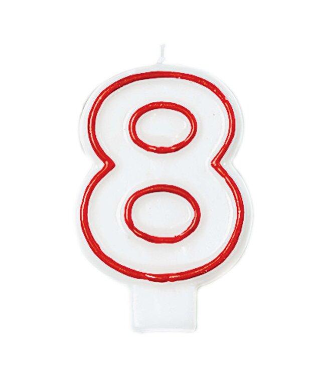 Red/White Flat Molded #8 Candle