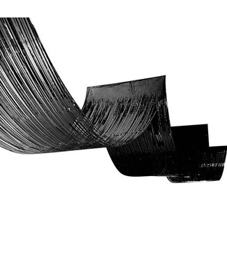 BEISTLE 1-Ply Metallic Fringe Ceiling Curtain-black