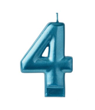 Numeral Candle #4 - Blue