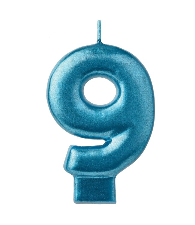 Numeral Candle #9 - Blue