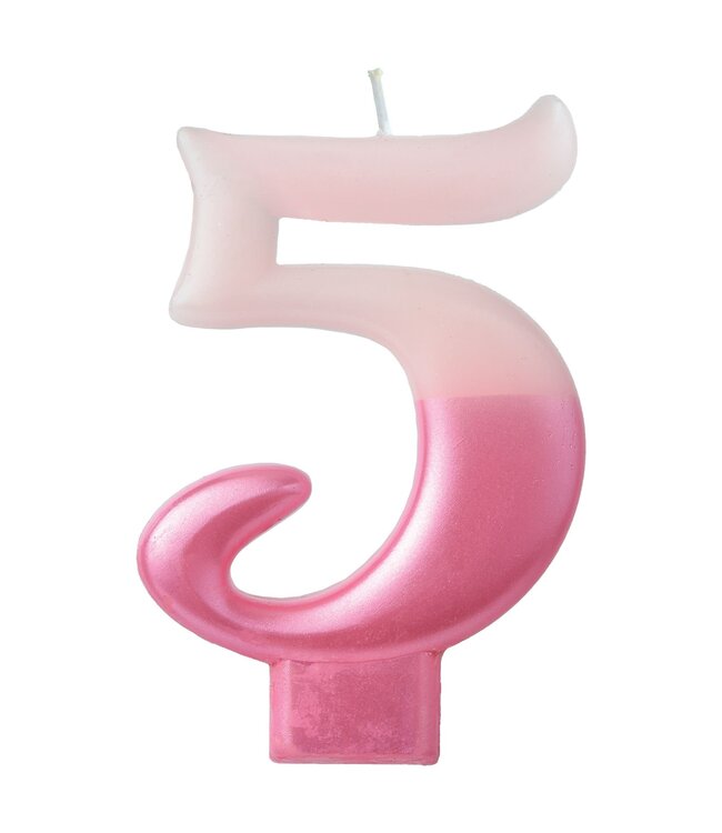 Numeral Candle #5 - Pink