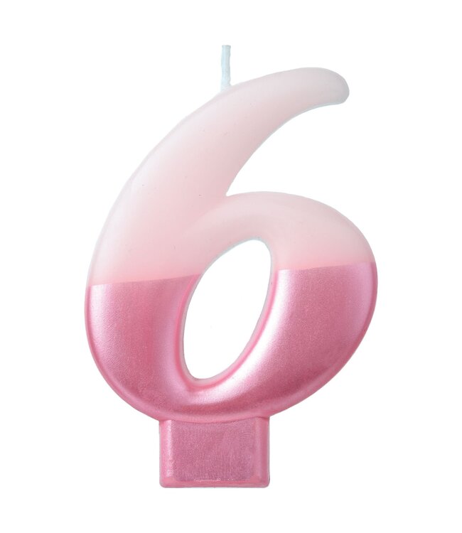 Numeral Candle #6 - Pink