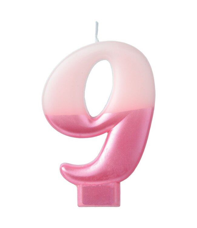 Numeral Candle #9 - Pink