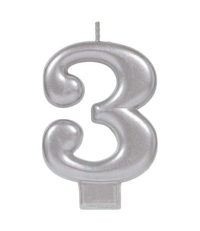 Numeral Metallic Candle #3 - Silver