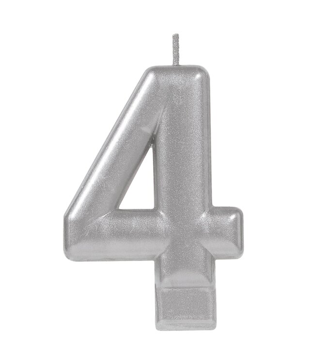 Numeral Metallic Candle #4 - Silver