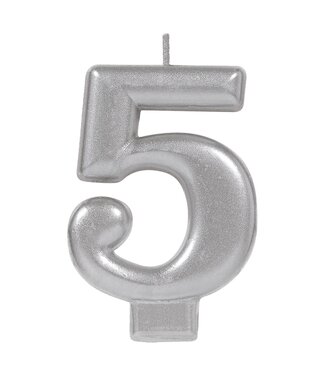 Numeral Metallic Candle #5 - Silver