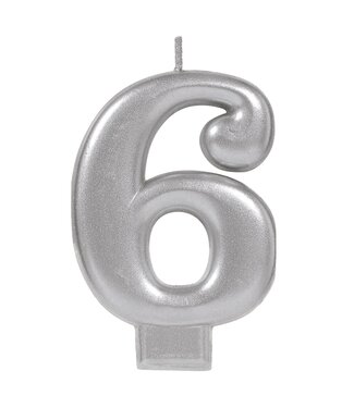 Numeral Metallic Candle #6 - Silver