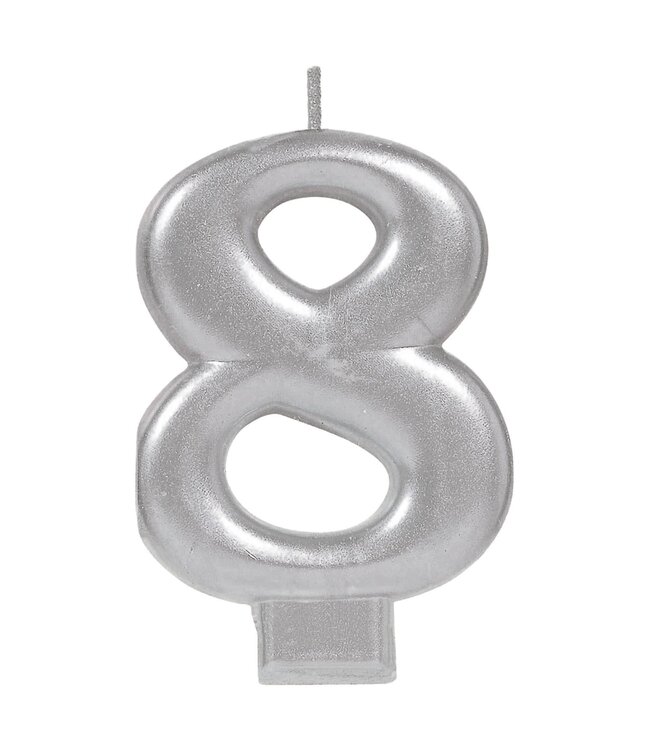 Numeral Metallic Candle #8 - Silver