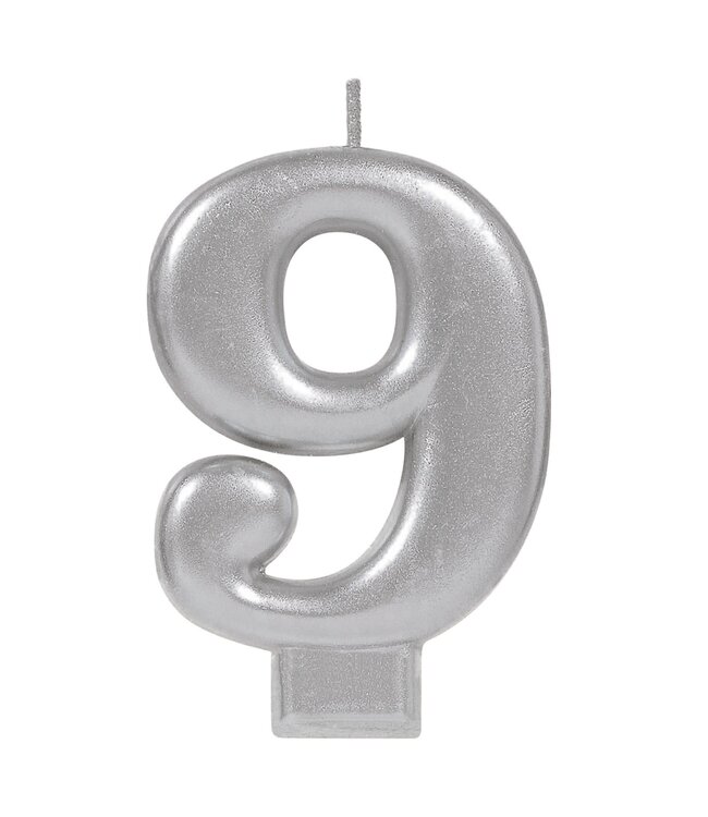 Numeral Metallic Candle #9 - Silver