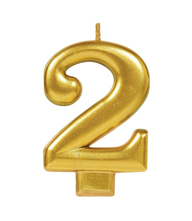 Numeral #2 Metallic Candle - Gold