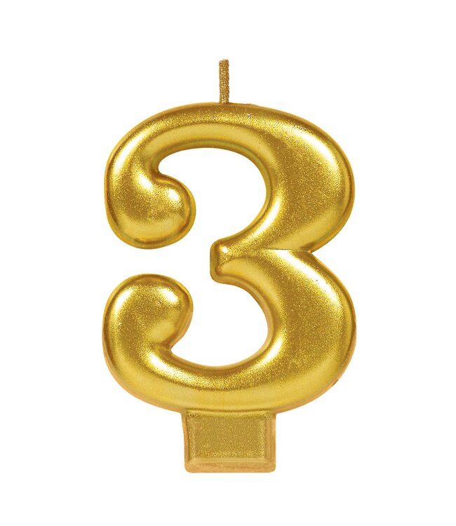 Numeral #3 Metallic Candle - Gold