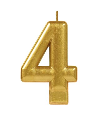 Numeral #4 Metallic Candle - Gold