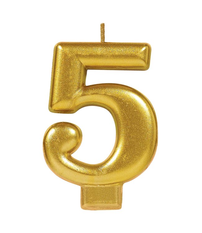 Numeral #5 Metallic Candle - Gold