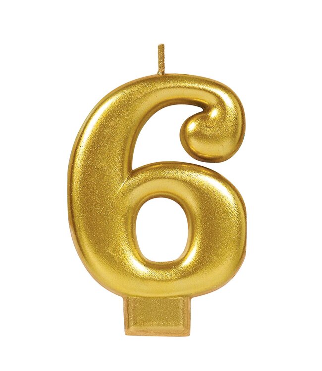 Numeral #6 Metallic Candle - Gold