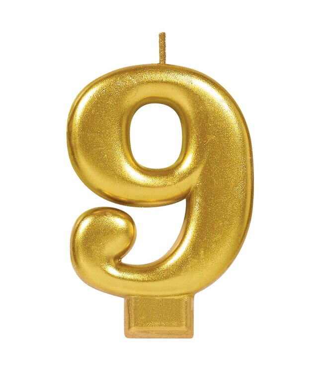 Numeral #9 Metallic Candle - Gold