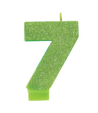 Numeral #7 Glitter Candle - Kiwi