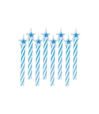 Spiral Candles W/Star Topper - Blue