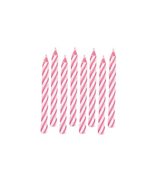 Pink Candy Stripe Spiral Candles