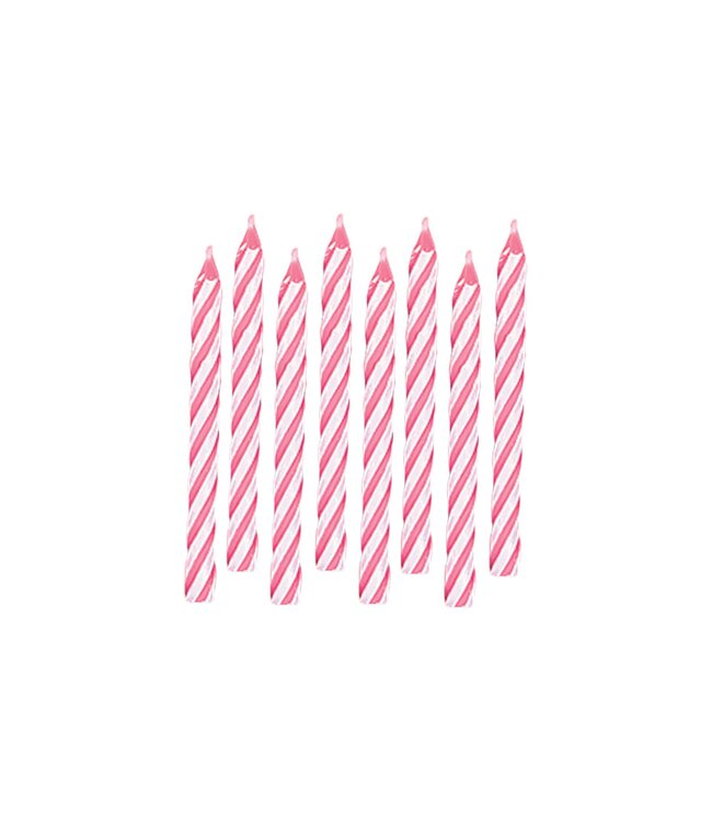 Pink Candy Stripe Spiral Candles