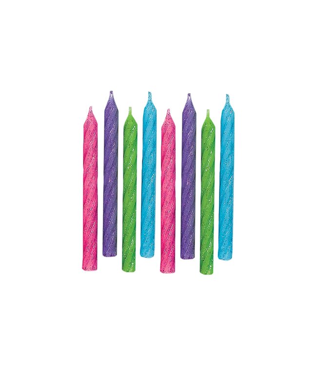 Large Glitter Spiral Candles - Brights