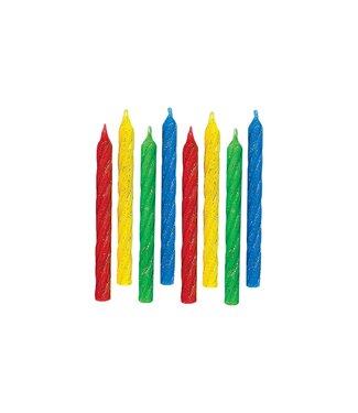 Large Glitter Spiral Candles - Primary