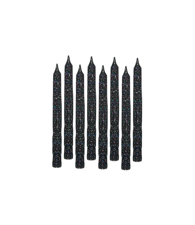 Large Glitter Spiral Candles - Black