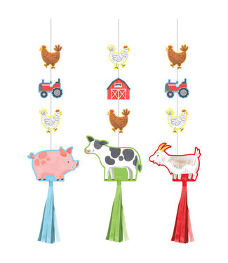 Creative Converting Farm Animals Hanging Cutouts with Tassels - 3ct