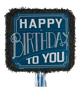 YA OTTA PINATA Pull String Blue Happy Birthday Cardstock & Tissue Paper Pinata