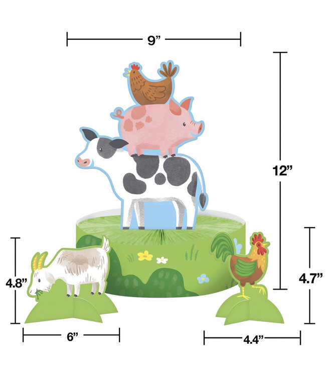 Creative Converting Farm Animals Honeycomb Centerpiece with Stands