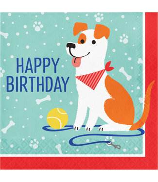 Creative Converting Dog Party "Happy Birthday" Luncheon Napkins - 16ct