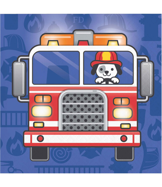 Creative Converting Flaming Fire Truck Beverage Napkins - 16ct