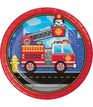 Creative Converting Flaming Fire Truck Dinner Plates - 8ct