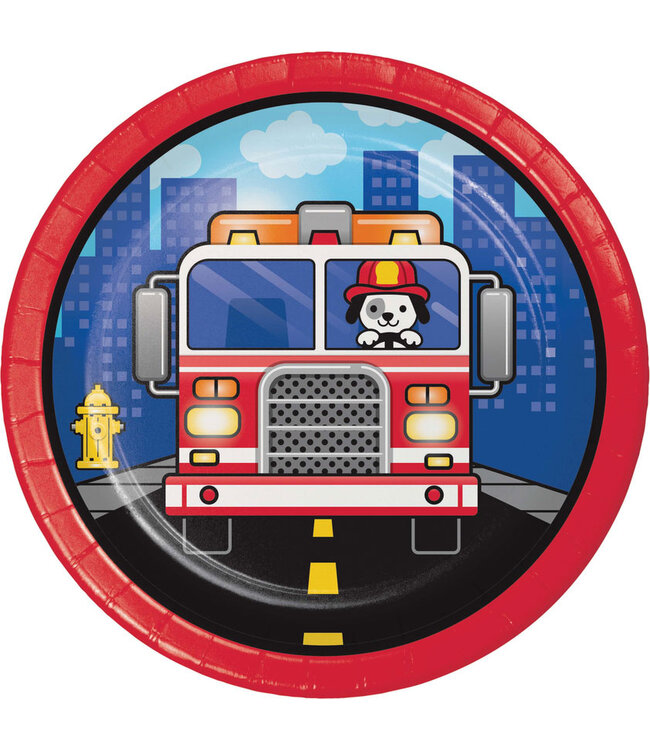 Creative Converting Flaming Fire Truck Luncheon Plates - 8ct