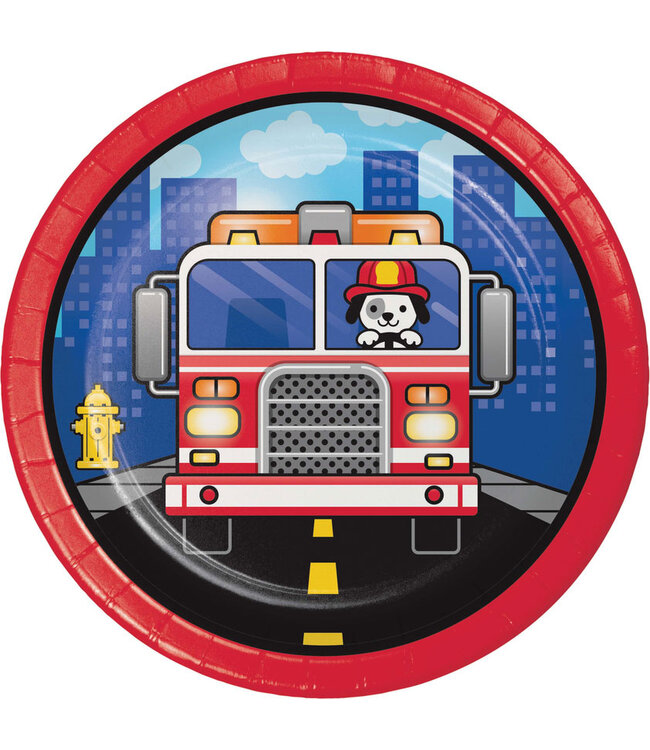 Creative Converting Flaming Fire Truck Luncheon Plates - 8ct