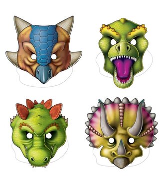 BEISTLE Dinosaur Masks-4ct